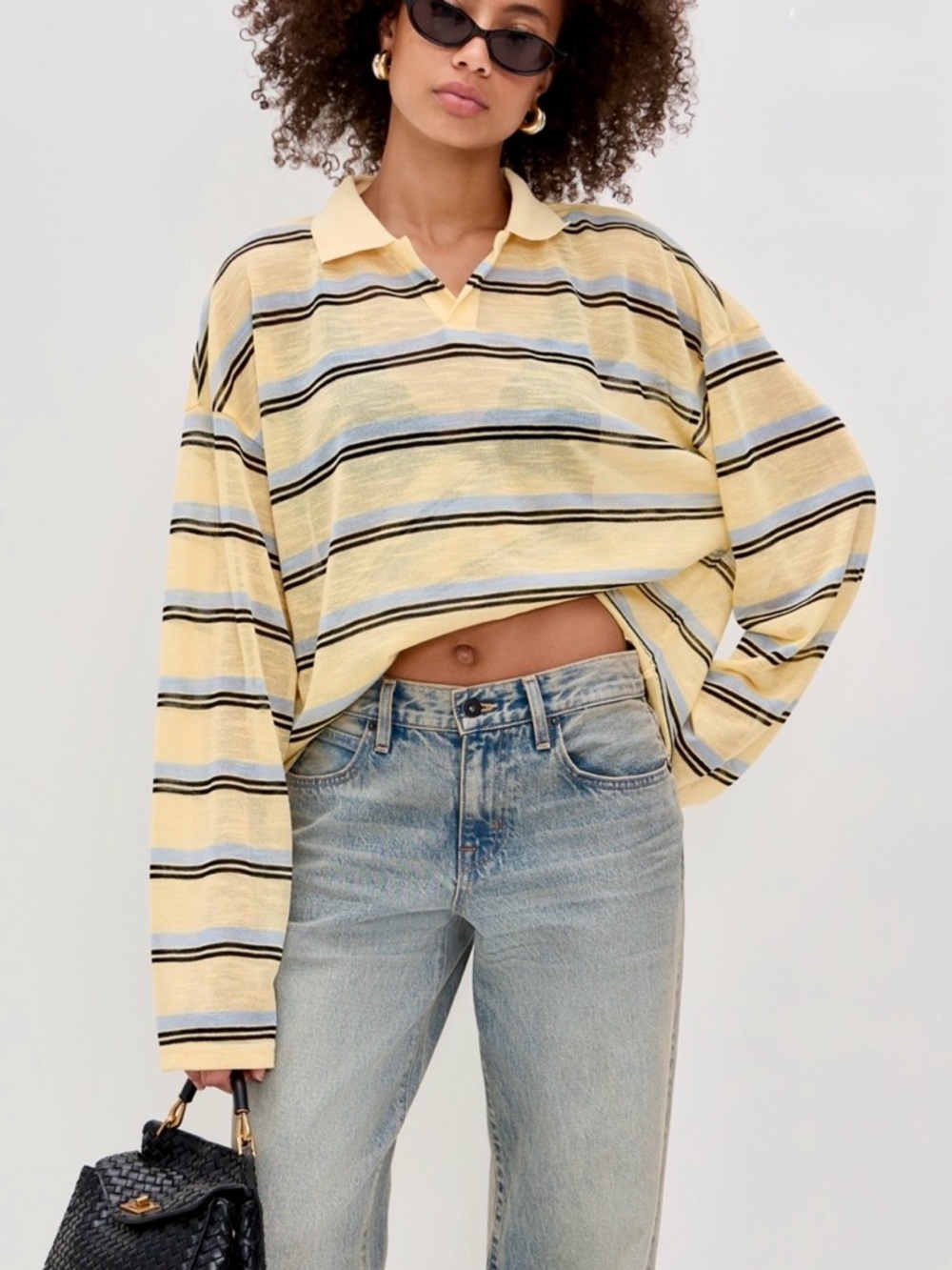 LIONESS STRIPED YELLOW REBELS LONG SLEEVE TEE MEDIUM